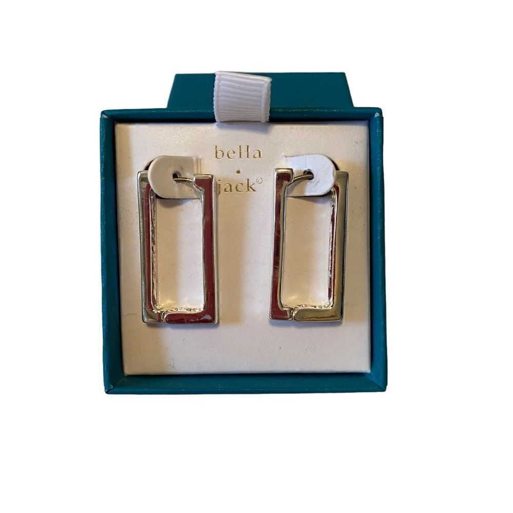 Bella Jack Bright Silver Toned Rectangular Drop Earrings. Very Sharp Looking.